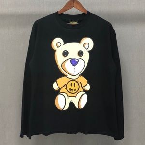 Bear tee shirt men or women black tee long sleeves